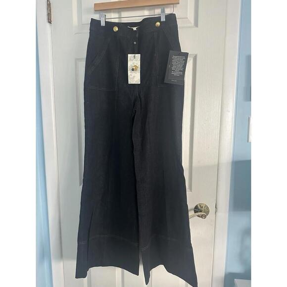 Tuckernuck Navy Wide-Leg Dark Denim Pants India Hicks Size 10 NWT - Picture 3 of 6